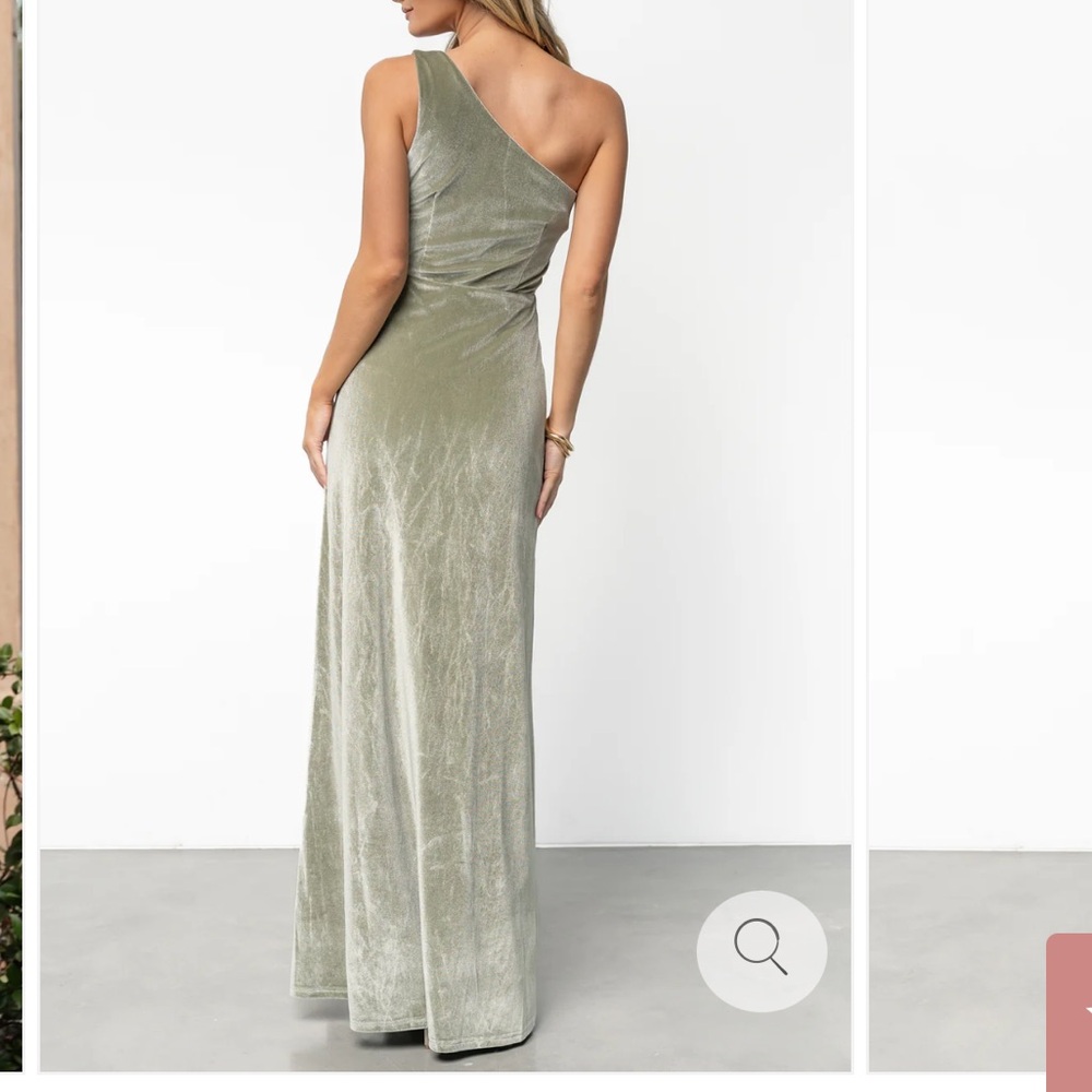 Tatiana Velvet One Shoulder Maxi Dress in Sage - Picture 4 of 4